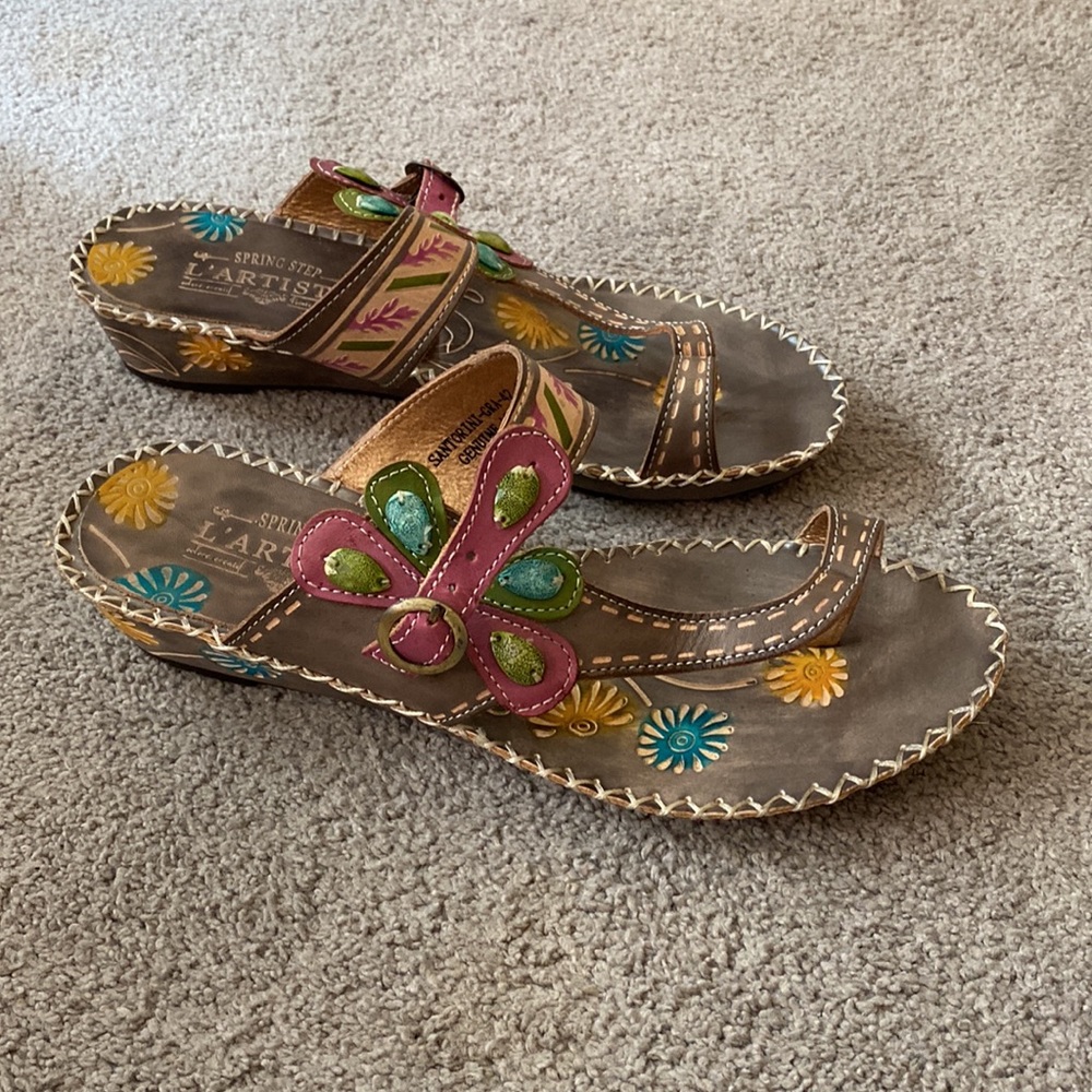 L’artiste Santorini Grey Flat Sandals Size 42